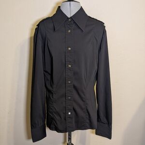 Gucci Vintage Black Long Sleeve Snap Button-down Shirt Size 40(IT) 4(US)